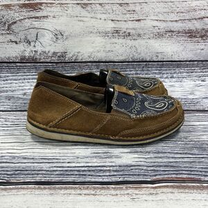 Ariat Cruiser Paisley Blue Bandana Brown Suede Loafers, Women’s Size 11